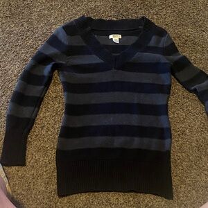 Route 66 V-Neck Sweater - Dark Stripes